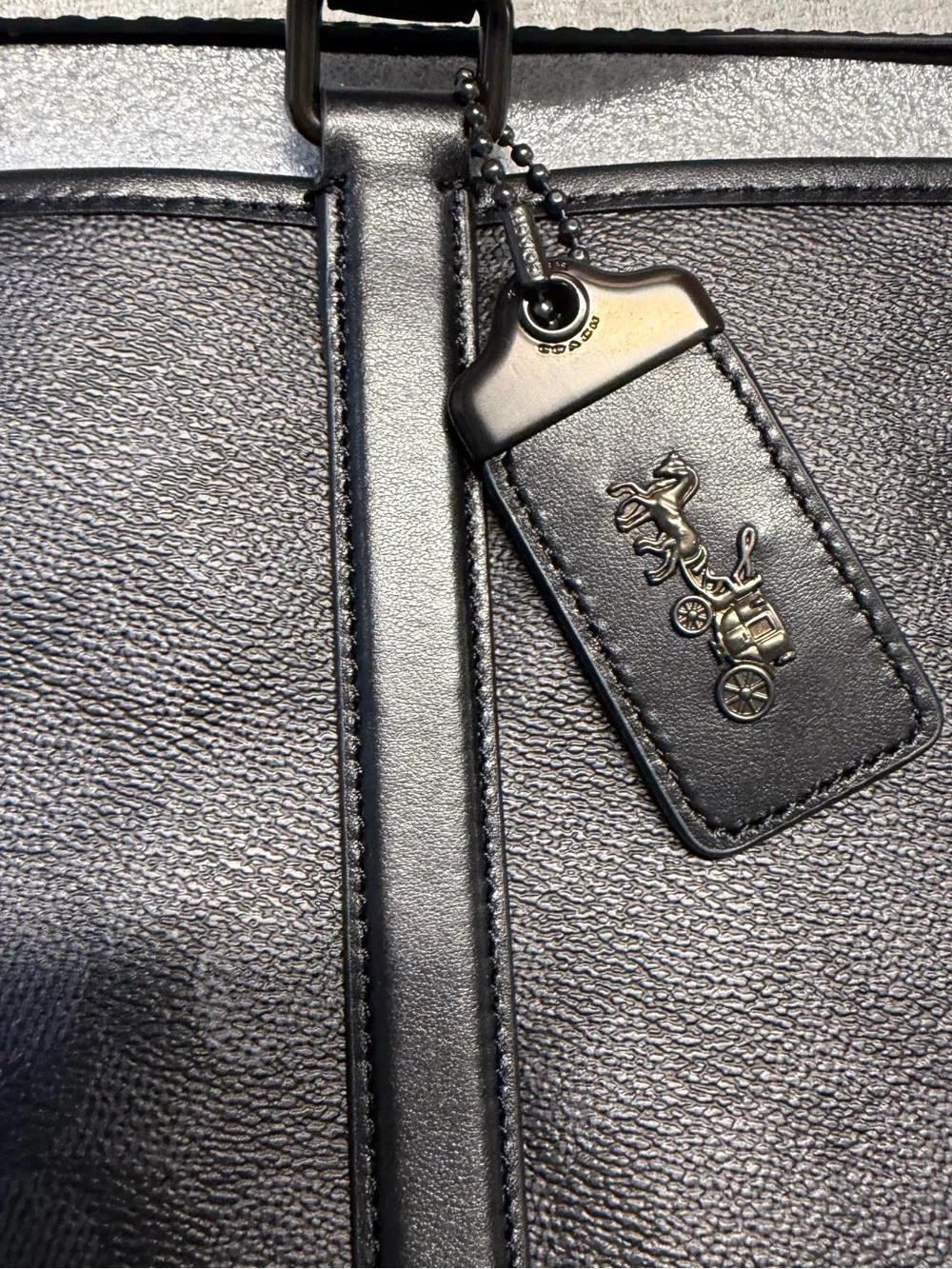 Coach Men's Women’s Unisex Slim Charcoal/Black Signature Briefcase Tote